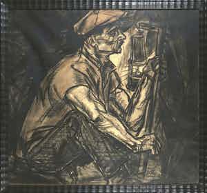 Jan Toorop - Litho, De Mijnwerker - Ingelijst verkocht voor € 50!