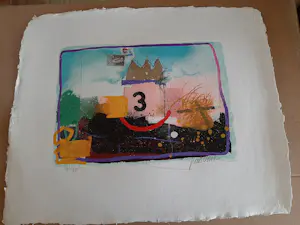 Theo Koster - Zeefdruk en collage, 3 kopen? Bied vanaf 35!