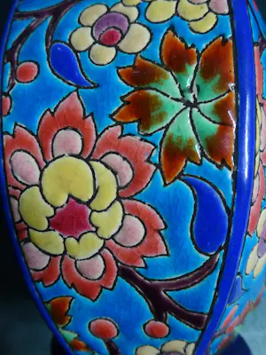 Emaux de Longwy - kleurijke floraal gedecoreerde cloisonne vaas kopen? Bied vanaf 95!