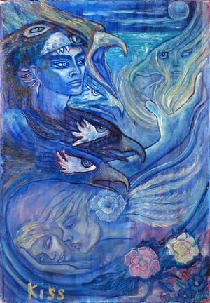 Kiss Riemvis - Olieverf op doek, z.t. Transformatie kopen? Bied vanaf 50!