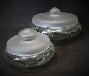 Glasblazerij Leerdam - Jacques Boon - koektrommel en bonbondoos kopen? Bied vanaf 50!