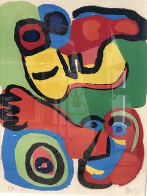 Karel Appel - Two faces met nieuwe lijst verkocht voor € 750!