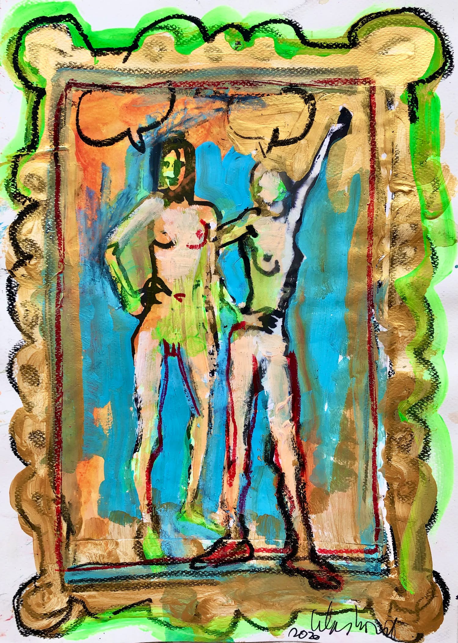 Peter Klashorst - Gemengde techniek - Happy Girls - Handgesigneerd !!! kopen? Bied vanaf 90!