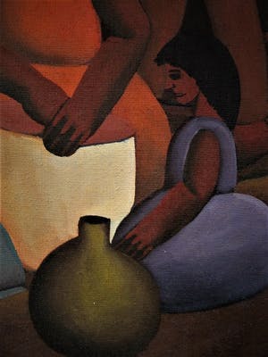 Niet of onleesbaar gesigneerd - Brazilie Naïeve Kunst "Boeren op het land bij de Iguaçu rivier" gesigneerd kopen? Bied vanaf 10!