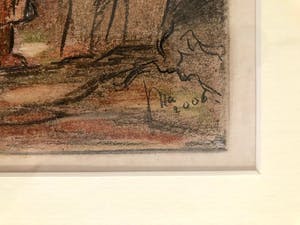 Niet of onleesbaar gesigneerd - Boerengezinnen - Krijttekening, Fraai Ingelijst kopen? Bied vanaf 1!