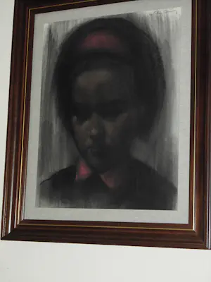 Willem Van Aerden - Houtskool/Pastel - Meisje met Rode haarband kopen? Bied vanaf 85!