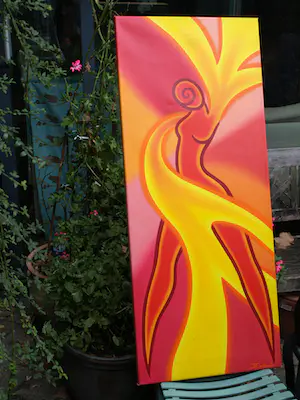 Donna Corbani - Acrylverf op doek , On Fire – 2004 – Groot , 120 x 50 cm kopen? Bied vanaf 1!