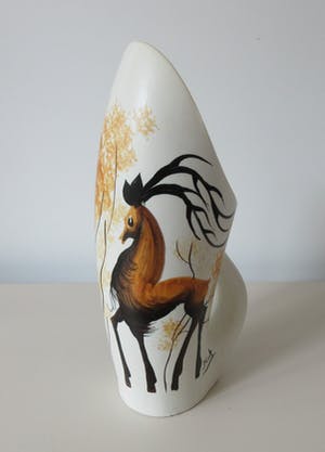 Vallauris Keramiek - Grote amorfe vaas decor herten - Atelier Jacques Fonck kopen? Bied vanaf 42!