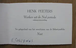 Henk Peeters - veertje - nul groep (ZERO) - 1986 kopen? Bied vanaf 295!