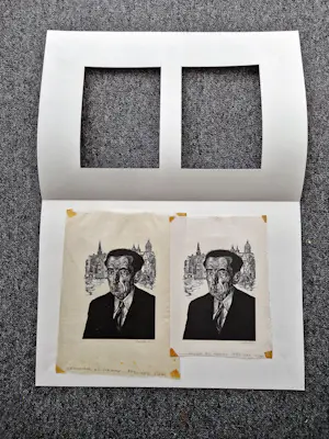 Lou Strik - Dubbele E.A. Linosnede "portret wethouder B.C. Franke Amsterdam" gesigneerd kopen? Bied vanaf 31!