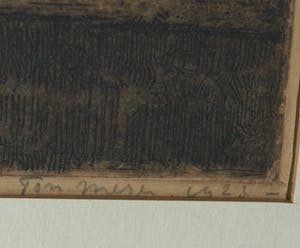 Ton Meyer - Ets, Havengezicht – Enkhuizen? - gesigneerd & ingelijst - 1923 kopen? Bied vanaf 10!