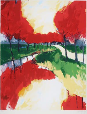 Gerda Elfring - Zeefdruk, Landschap met bomen kopen? Bied vanaf 1!