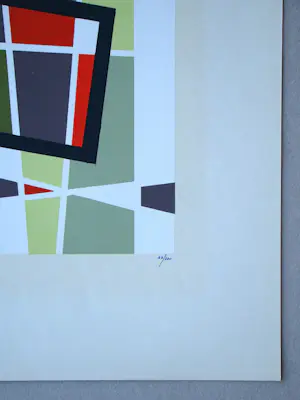 Jean Leppien - Composition abstrait - Originele zeefdruk - 1954 kopen? Bied vanaf 180!