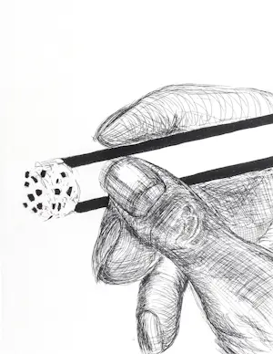 Roger Raveel - Hand met sigaret - Ets - H.C. - ingelijst - 1973 kopen? Bied vanaf 650!