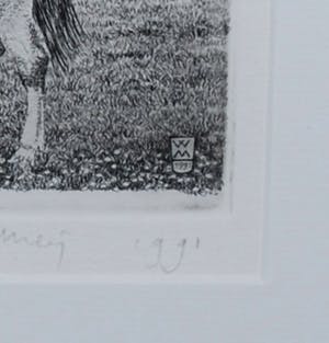 Wim van der Meij - 2 paarden, 1991 - ets kopen? Bied vanaf 10!