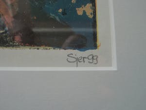 Sjer Jacobs - Karakteristiek expressionistische Zeefdruk "het Familiediner" gesigd. VANAF 1€ kopen? Bied vanaf 1!