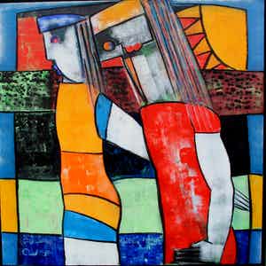 Theo Mackaay - Olieverf op doek - Figuren(Groot kleurrijk werk!) verkocht voor € 999!