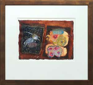 Liesbeth Rahder - Olieverf 'Bud-talk' - Ingelijst verkocht voor € 225!