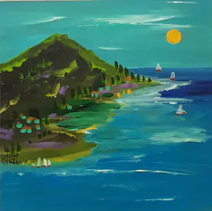 Ad van Hassel - Schilderij Acrylverf op MDF RIVIERA Handgesigneerd---UNICA kopen? Bied vanaf 35!