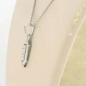 14k witgouden collier met hanger met oud Amsterdams geslepen diamant 0.18ct-50cm kopen? Bied vanaf 275!