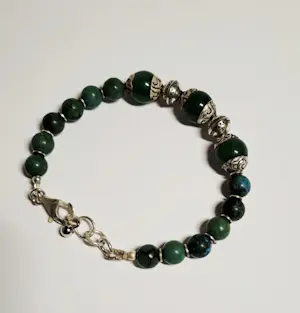 Nieuwe Armband van natuurlijke turquoise en groene Jade de zilveren armband kopen? Bied vanaf 75!