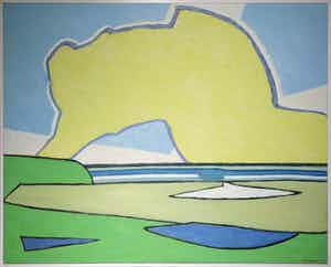 Paul Overhaus - Olieverf op doek, Gele wolk - Ingelijst (Zeer groot) verkocht voor € 300!