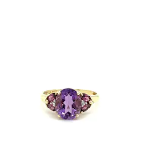 Colorful modern Ring in 9 Karat (375) with Amethyst and Topas - as new kaufen? Bieten Sie von 100!