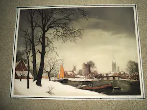 Alfred van Neste - Gekleurde Ets - Bruges sous la neige kopen? Bied vanaf 70!