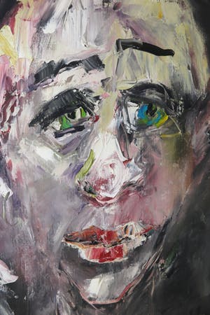 Charlotte Molenkamp - Olieverf op doek, Portret met vogel - Ingelijst (Groot) kopen? Bied vanaf 1600!