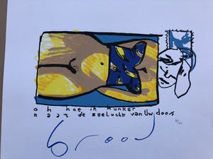 Herman Brood - Kleurenzeefdruk: Oh hoe ik hunker maar de zeelucht van Uw doos kopen? Bied vanaf 245!