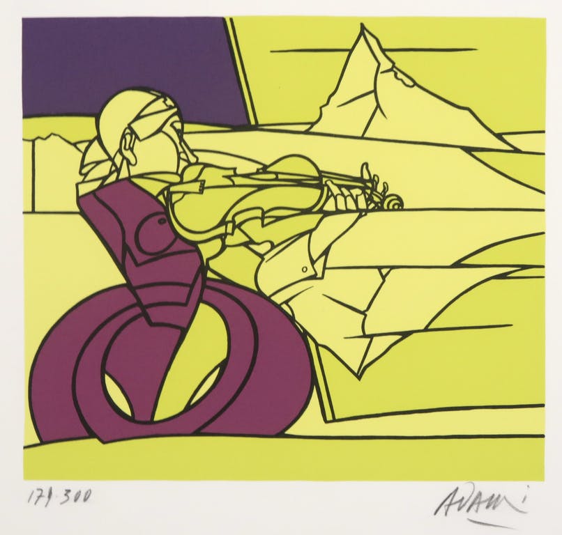 Valerio Adami - Zeefdruk, Studio per fantasia per violino  verkocht voor € 40!