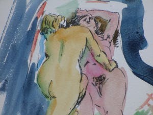 Freek van den Berg - Vriendinnen op het bed - Handgekleurde litho kopen? Bied vanaf 45!