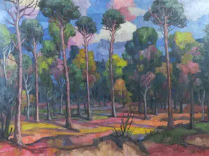 Harmen Klaas Post - Olieverf op board, Bosgezicht - Ingelijst kopen? Bied vanaf 150!