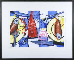 Selwyn Senatori - Zeefdruk, Diner with miss Loren - Ingelijst verkocht voor € 50!