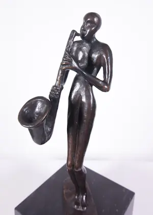 Corry Ammerlaan - Bronzen beeld, Saxofoonspeler kopen? Bied vanaf 70!