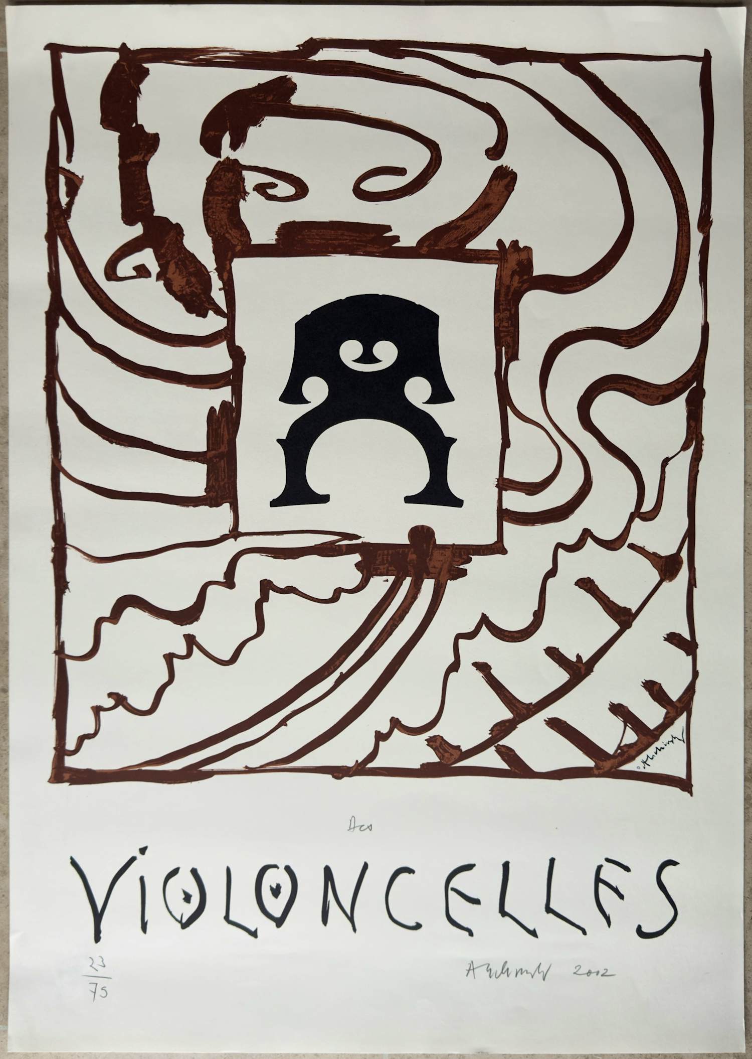 Pierre Alechinsky - Litho: 'Des Violoncelles' (2002). kopen? Bied vanaf 625!