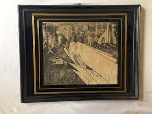 Jan Toorop - Vrouw met kruis - Lithografie, Ingelijst verkocht voor € 85!