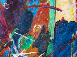 Wil van Leeuwen - Grote expressionistische gouache - "Vreugdedans" - fraai ingelijst - gesigneerd kopen? Bied vanaf 47!