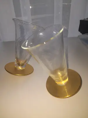 Borek Sipek - 2 Borek Sipek/David Palterer kristallen tuimel glaasjes, verguld zilver. Ajeto kopen? Bied vanaf 125!