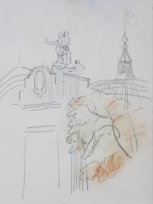 Han Krug - 4 Parijse Stadsgezichten - Tekeningen kopen? Bied vanaf 60!