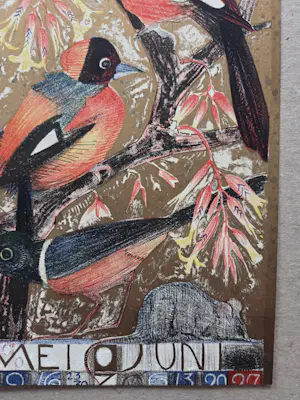 Leo Visser - Vogels en een muis. Kalenderblad. kopen? Bied vanaf 49!