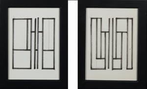 Siep van den Berg - Lot van twee pentekeningen, Abstracte compositie - Ingelijst kopen? Bied vanaf 1!