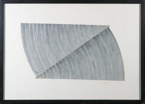 Paul Boyer - Aquarel en collage op papier, Diagonaal 2 - Ingelijst kopen? Bied vanaf 1!