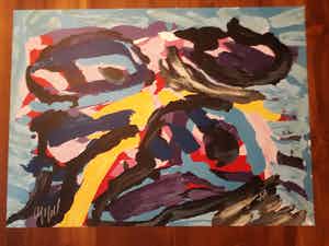 Karel Appel - 3 faces into clouds verkocht voor € 375!