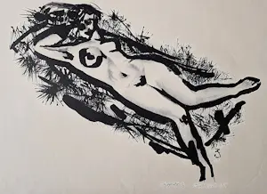 Wim Zwiers - Monochrome lithografie liggend vrouwelijk naakt - zeer kleine oplage - 1957 kopen? Bied vanaf 31!