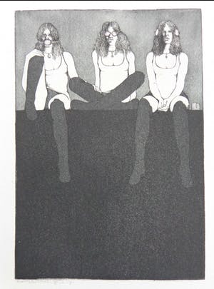 Niet of onleesbaar gesigneerd - DRIE VROUWEN / ZW-W ETS / 28x20cm / SIG / 1972 kopen? Bied vanaf 10!