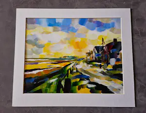 Eddy Sikma - Grote expressionistische gouache "zomeravond landschap" - gesigneerd kopen? Bied vanaf 39!