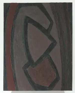 Janus Nuiten - Gemengde techniek (verf met structuur) op board, Abstracte compositie in paars kopen? Bied vanaf 50!
