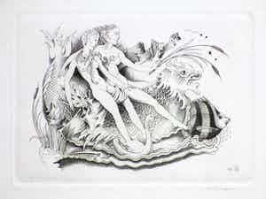 Hubert Levigne - Twee vijvernimfen - Gravure verkocht voor € 45!