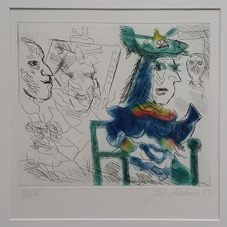 Jan Sierhuis - Jan Sierhuis - Picasso - ets met aquatint - zeer zeldzame ets van Sierhuis verkocht voor € 165!
